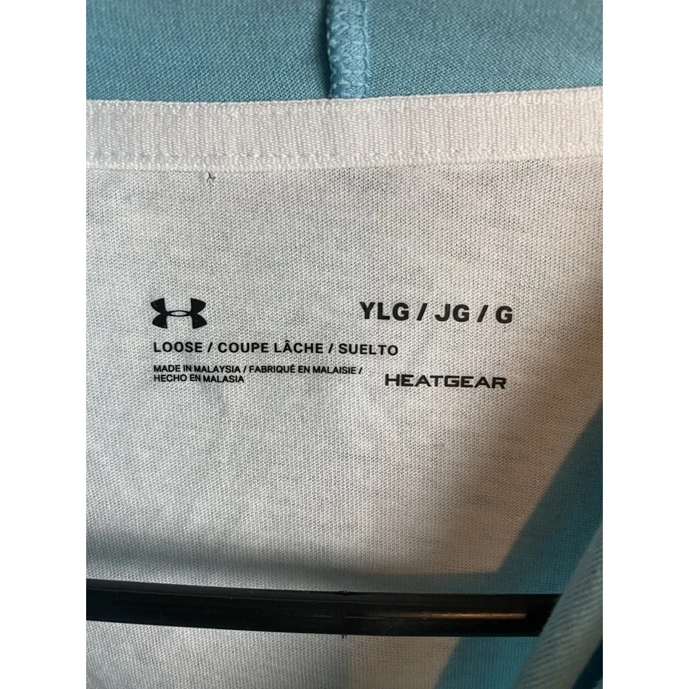 Under Armour Youth Large Hoodie Blue White HeatGear Loose Fit